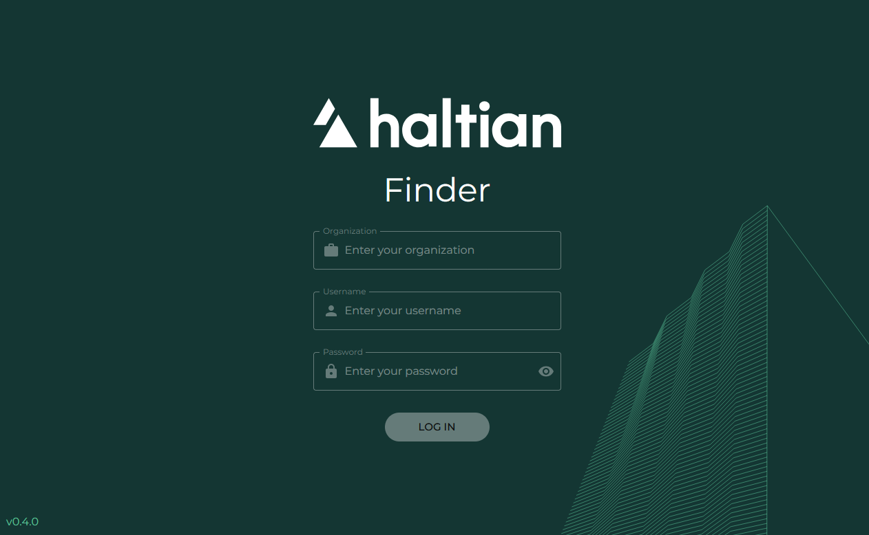 Haltian Finder login screen