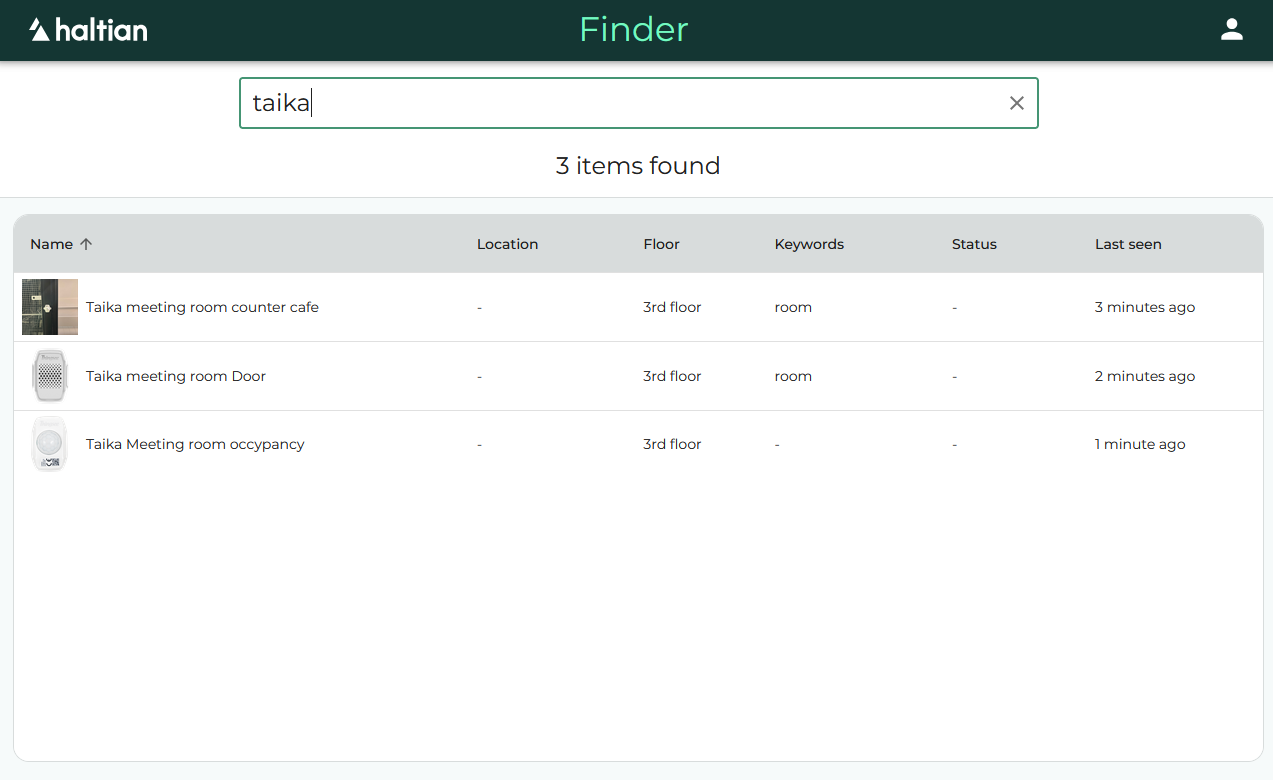 Haltian Finder search results