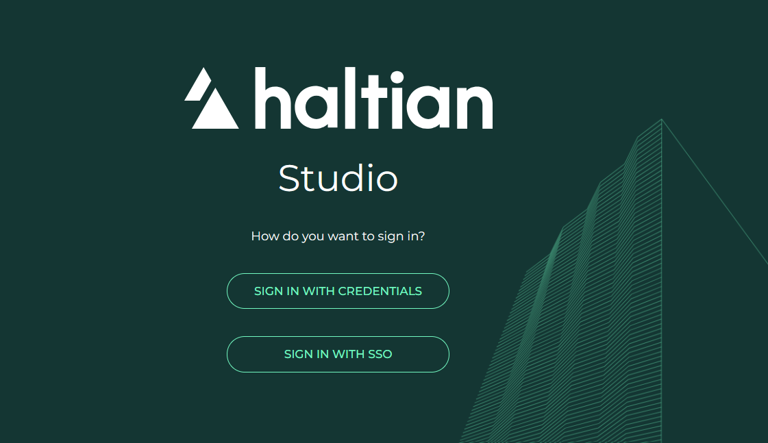 Haltian Studio sign-in method selection