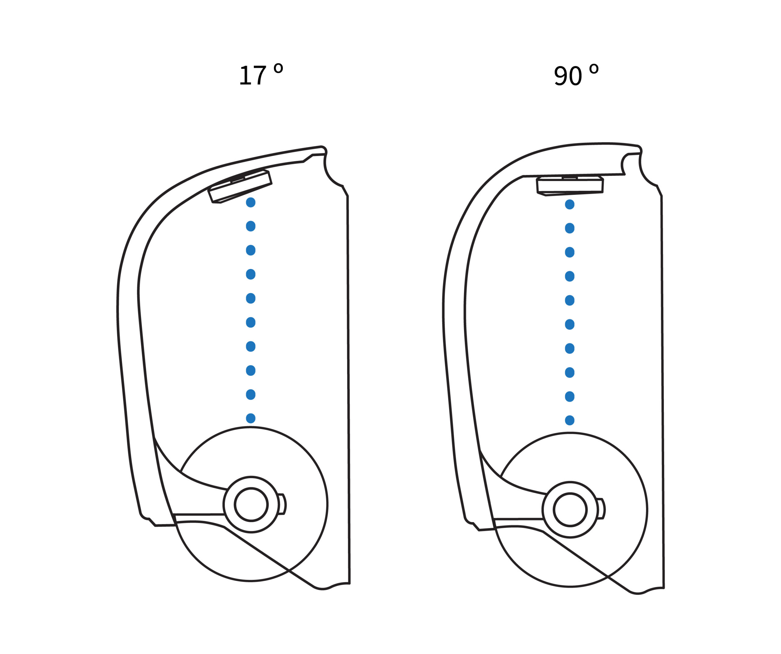 Adjustable beam angle on curved surface