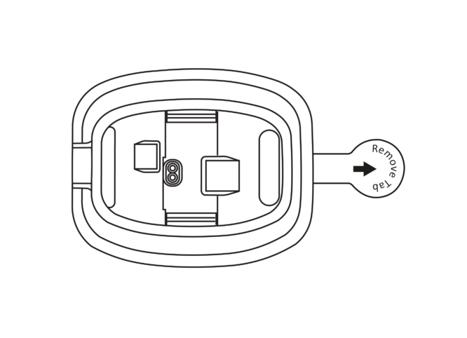 Pull away the battery security tab to activate the device