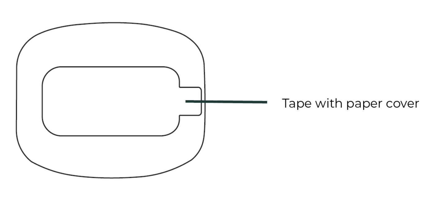 Bottom view showing double-sided tape with paper cover