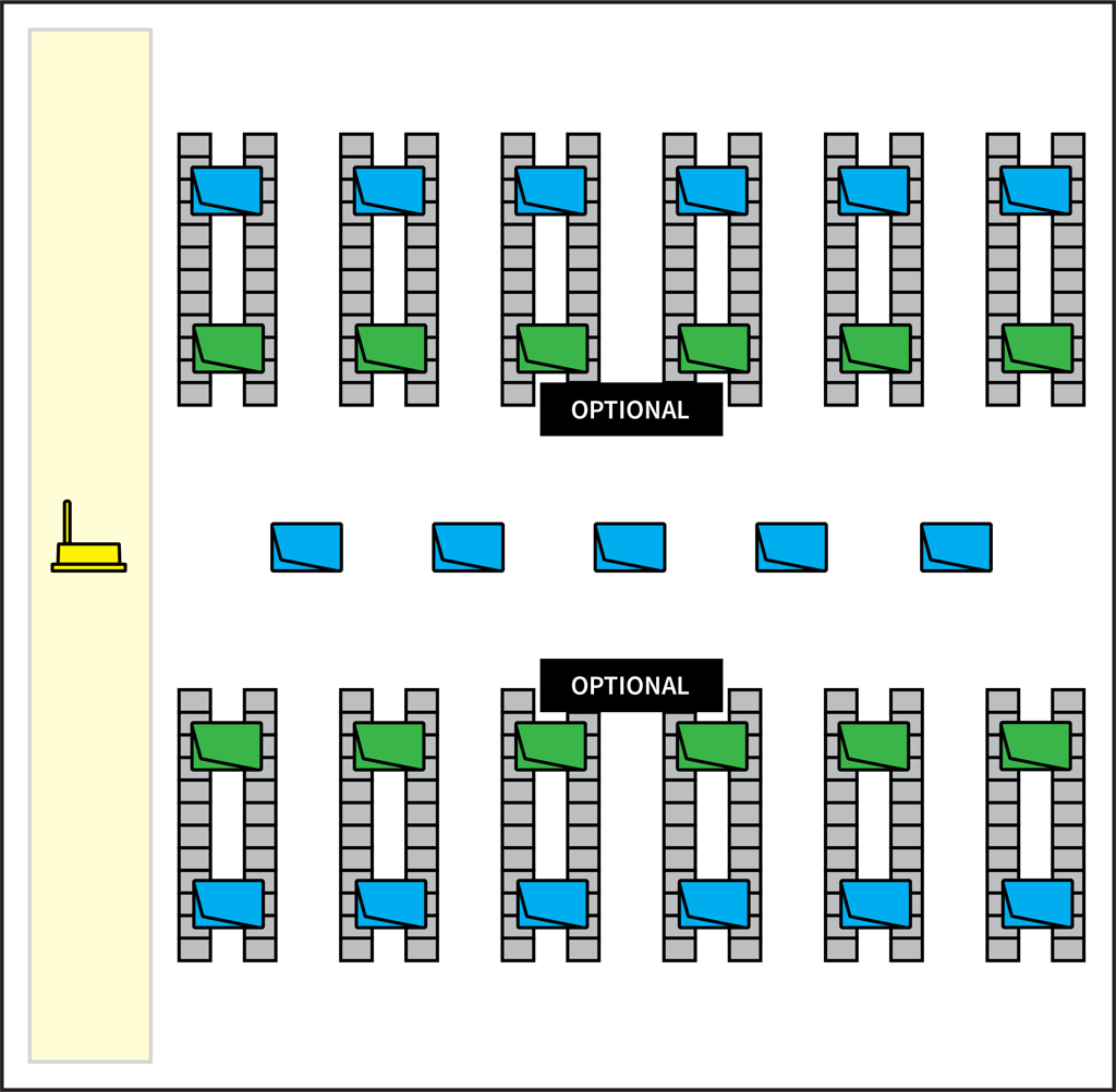 Large hall layout with router and beacon placement