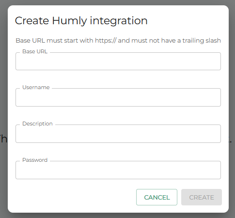 Create Humly integration form in Haltian Studio
