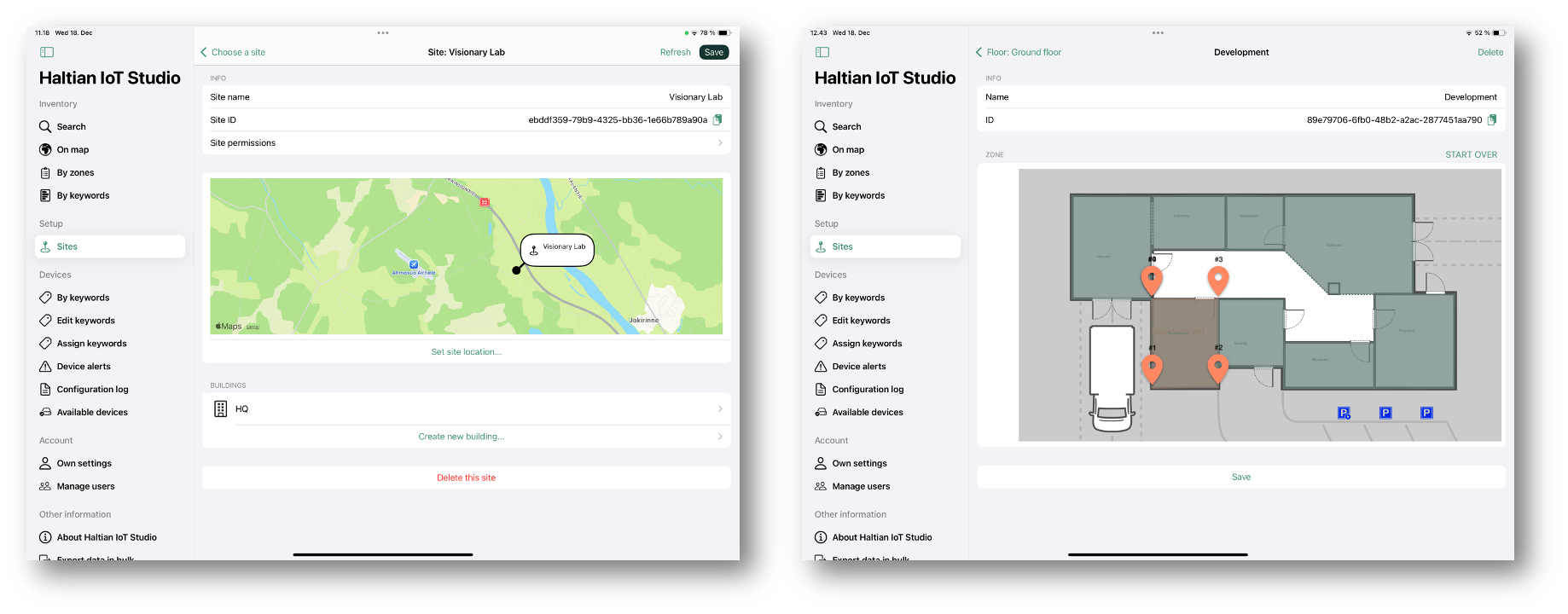 Space hierarchy built within the app